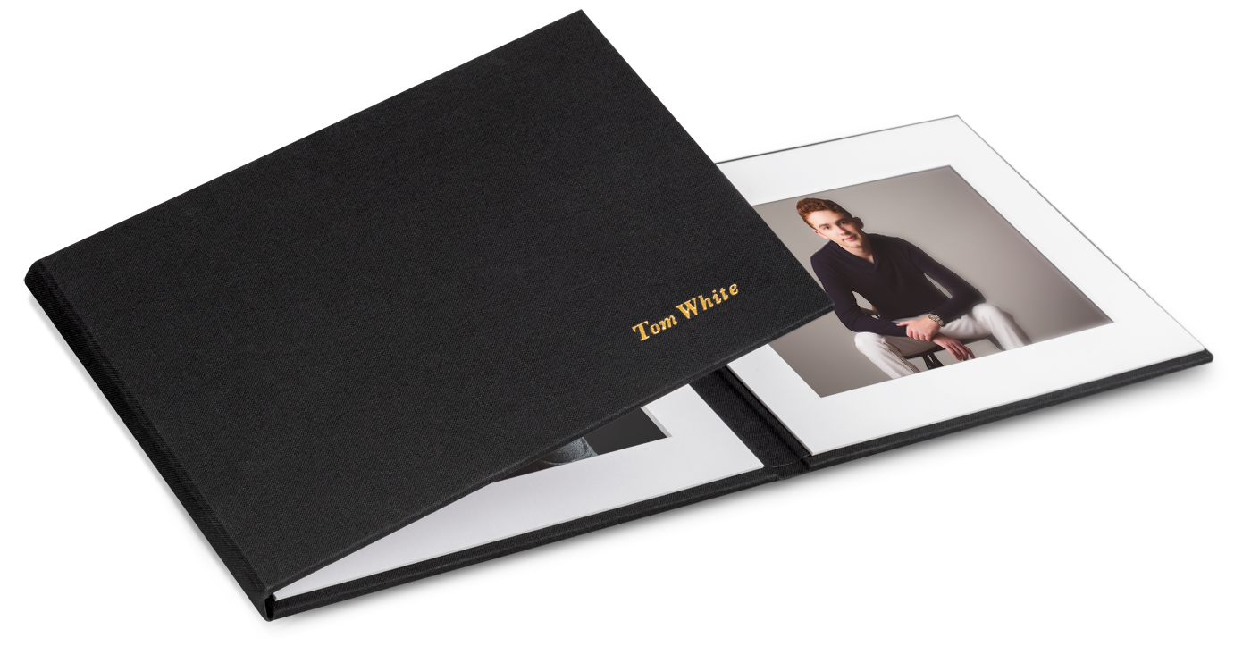 Imprint the cover of a Matted Image Folio for a personalized portfolio presentation